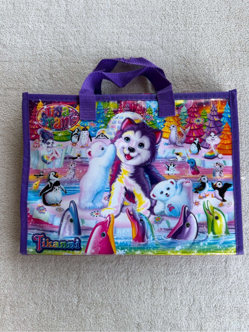 Lisa Frank Purple Arctic Friends Tote with Colorful Animal Print
